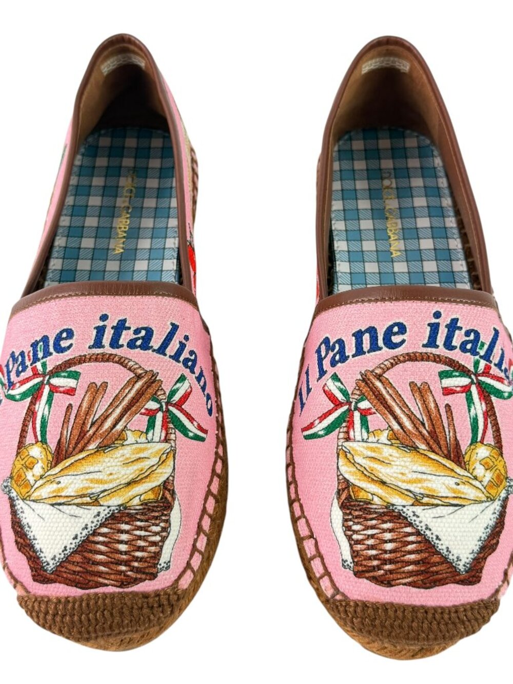 DOLCE & GABBANA Pink Canvas II Pane Italiano Printed Espadrilles 36-6US
